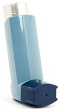 Image of blue rescue inhaler.